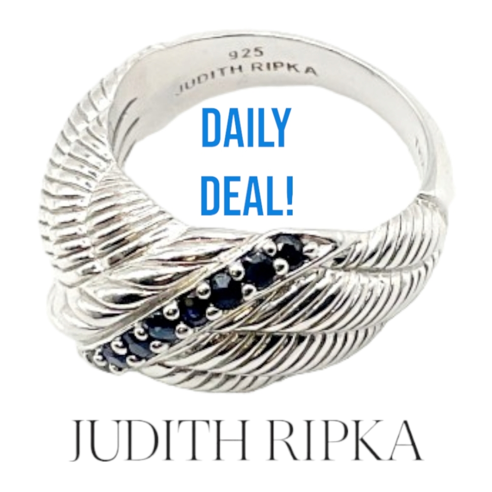 🔥FINAL PRICE🔥VTG JUDITH RIPKA SAPPHIRE STERLING SILVER CROSSOVER CABLE RING